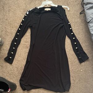 Elegant Black Dress with Button Detail